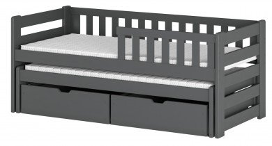 Lano - Dječji krevet s dodatnim ležajem Bolko - 80x160 cm - Graphite
