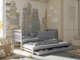 Lano - Dječji krevet s dodatnim ležajem Galaxy - 80x160 cm - Siva