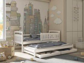 Lano - Dječji krevet s dodatnim ležajem Galaxy - 80x200 cm - Bijela