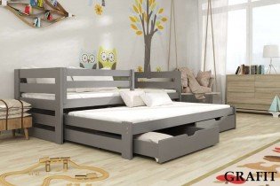 Lano - Dječji krevet s dodatnim ležajem Kubus - 80x180 cm - Graphite