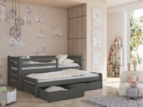 Lano - Dječji krevet s dodatnim ležajem Senso - 80x160 cm - Graphite