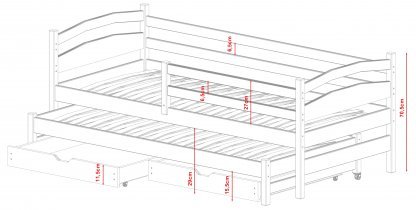 Lano - Dječji krevet s dodatnim ležajem Tosia - 90x200 cm - Graphite
