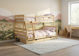 Krevet na kat Fami - 90x200/120x200 cm - bor
