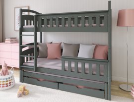 Krevet na kat s dodatnim ležajem Harriet - 80x200 cm - Graphite