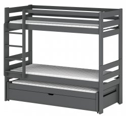 Krevet na kat s dodatnim ležajem Lessi - 90x200 cm - Graphite