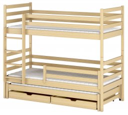 Krevet na kat s dodatnim ležajem Luk - 80x200 cm - Bor