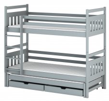 Lano - Krevet na kat s dodatnim ležajem Seweryn - 80x160 cm - siva