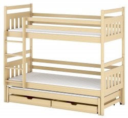 Krevet na kat s dodatnim ležajem Seweryn - 80x200 cm - Bor
