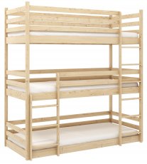 Krevet na kat Ted za 3 djeteta - 80x180 cm - Bor