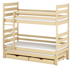 Krevet na kat s dodatnim ležajem Tomi - 80x180 cm - Bor