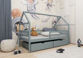 Dječji krevet kućica Aron - 80x160 cm - sivi