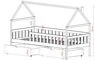 Lano - Dječji krevet kućica Domi - 80x200 cm - kašmir