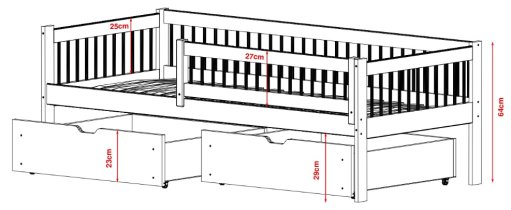 Lano - Dječji krevet Edi - 80x200 cm - sivi