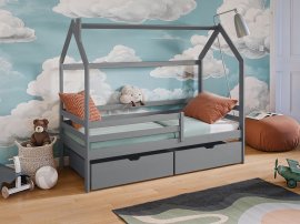 Dječji krevet kućica Lila - 80x200 cm - siva