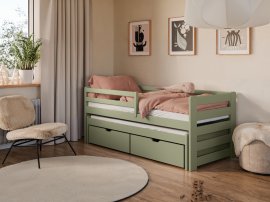 Dječji krevet s dodatnim ležajem Senso - 80x160 cm - maslinasta boja