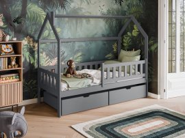 Dječji krevet kućica Natan - 80x160 cm - siva