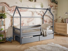 Dječji krevet kućica Oskar - 80x200 cm - siva