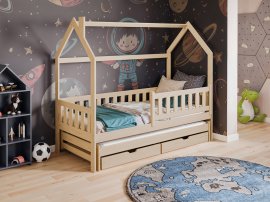 Dječji krevet s dodatnim ležajem Monkey - 80x200 cm - bor