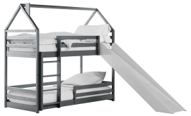 Krevet na kat s toboganom Play - 90x200 cm - grafit