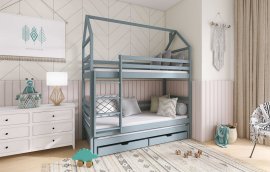 Krevet na kat s dodatnim ležajem Dalia - 80x200 cm - siva