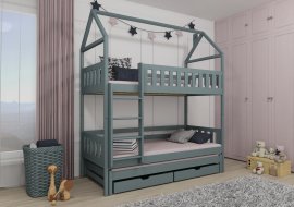 Krevet na kat s dodatnim ležajem Iga - 80x180 cm - siva