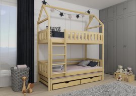 Krevet na kat s dodatnim ležajem Iga - 80x200 cm - borovina