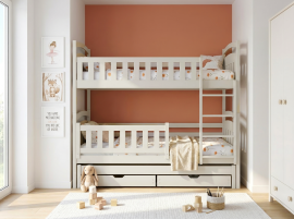 Krevet na kat s dodatnim ležištem Blanka - 90x200 cm - krem