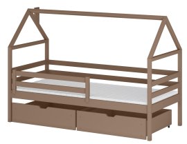 Dječji krevet kućica Aron - 90x200 cm - mliječno čokoladna