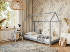 Dječji krevet kućica Lucky - 80x160 cm - siva