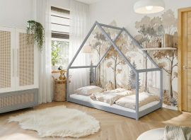 Dječji krevet kućica Moris - 80x180 cm - siva