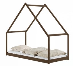 Dječji krevet kućica Moris - 80x180 cm - tamno čokoladna