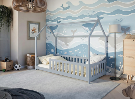 Dječji krevet kućica Noan - 90x200 cm - siva
