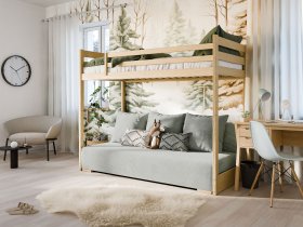 Lano - Krevet na kat s dvosjedom Sofino - 90x200/140x200 cm