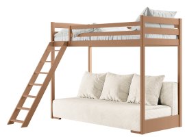 Krevet na kat s dvosjedom Sofino - 90x200/140x200 cm - cimet, bež tkanina Poso 38