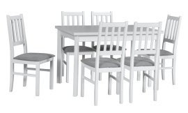 Blagovaonski set Stol Max 5P bijela + 6 stolica Bos 4 bijela 1B