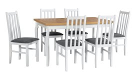 Blagovaonski set Stol Alba 5 bijela/artisan + 6 stolica Bos 10 bijela 8B hyge 96