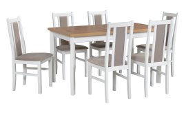 Blagovaonski set Stol Modena 1P bijela/artisan + 6 stolica Bos 14 bijela 27B