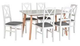 Blagovaonski set Oslo 7 bijela/bukva + 6 stolica Nilo 11 bijela 1B hygge 96