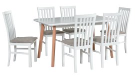 Blagovaonski set Wenus 2 S bijela/hrast + 6 stolica Milano 1 bijela 30B