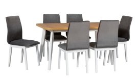 Blagovaonski set Oslo 6 bijela/artisan + 6 stolica Luna 1 bijela 28B kronos 22