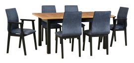 Blagovaonski set Modena 2 XL crna/wotan + 6 stolica Fotelja 1 luna 1 crna 18B
