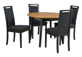 Blagovaonski set Oslo 4 crna/hrast + 4 stolice Roma 6 crna 13B Neve 100