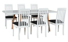 Blagovaonski set Oslo 8 bijela/bukva + 6 stolica Roma 9 bijela 13B