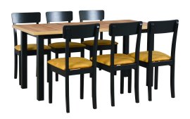 Blagovaonski set Max 4 crna/wotan + 6 stolica Hugo 1 crna 23B 