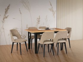 Drewmix - Komplet za blagovaonicu Ikon 5 crna/artisan + 6 stolica Monti 4 bukva 35A aragon 20