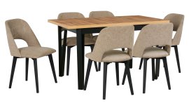 Blagovaonski set Ikon 4 crna/artisan + 6 stolica Monti 3 bukva 35A aragon 20