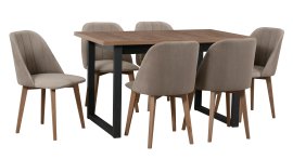 Blagovaonski set Ikon 3 crna/orah svijetli + 6 stolica Monti 3 orah svijetli 30A