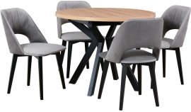Set za blagovaonicu stol Ikon 8 artisan hrast + 4 stolice Monti 4 crna Riviera 91