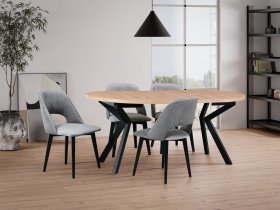 Set za blagovaonicu stol Ikon 8 artisan hrast + 4 stolice Monti 4 crna Riviera 91