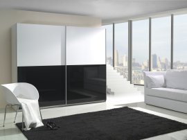 Ormar s kliznim vratima Lux 5 - bijeli/crni sjaj